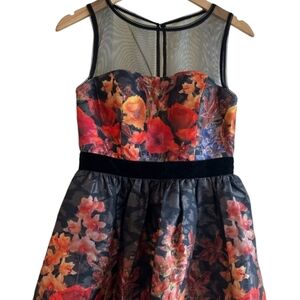 Adrianna Papell Black Fit and Flare Dress Sleeveless Scoop Neck